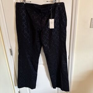 John Richmond Women's Black Pants Tone On Tone Jacquard Motif Sz 26 *Flaw*
